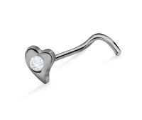 Stone Heart Shaped S316L Curved Nose Stud SSNSKB-200